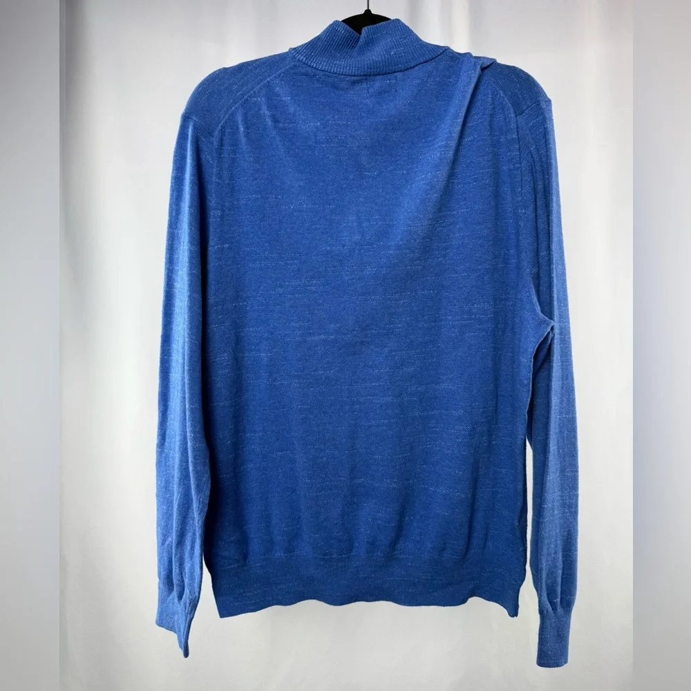 NWT J. Crew Men's Raglan Cotton Quarter Zip Sweater in Mid Blue Size Extra Large